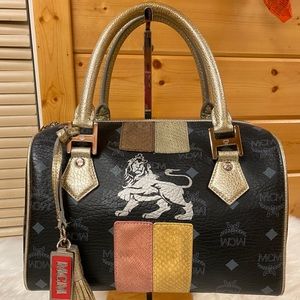 Authentic MCM Visetos Princess Lion Boston Bag
